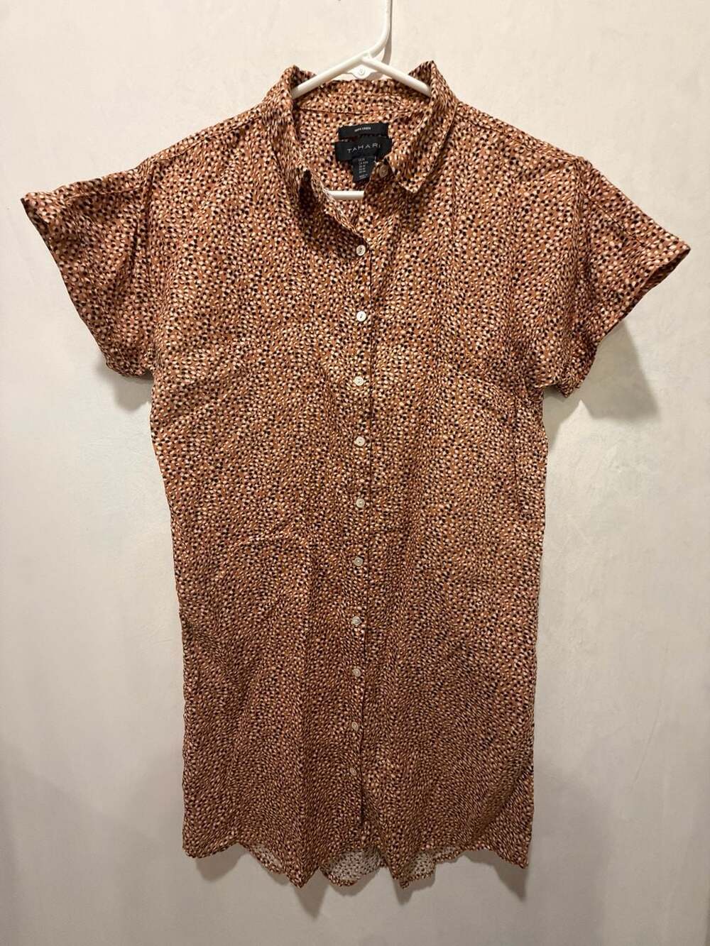 Tahari 100% Linen Button Up Shirt Dress Knee Length Womens medium